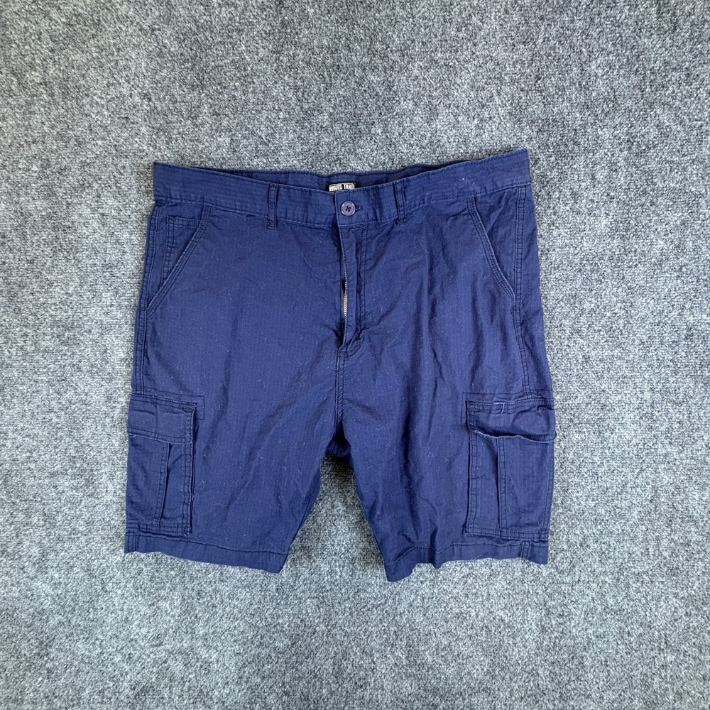 Rugged Trail New York Cargo Shorts Mens 37x7.5 Navy Blue Cotton Stretch Pockets